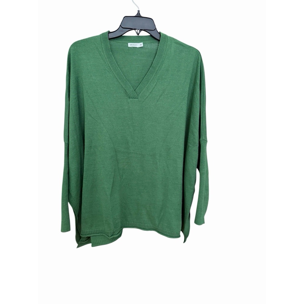 MERSEA Catalina V-Neck Sweater in Forest Green OS Boxy Relaxed Lagenlook #AB12-1 - Picture 8 of 8